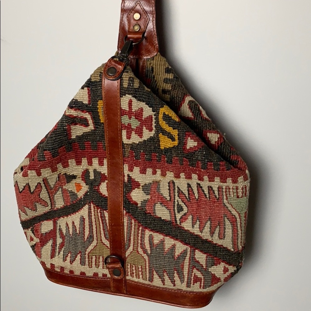 Southwest Woven Wool Leather Backpack Bag
